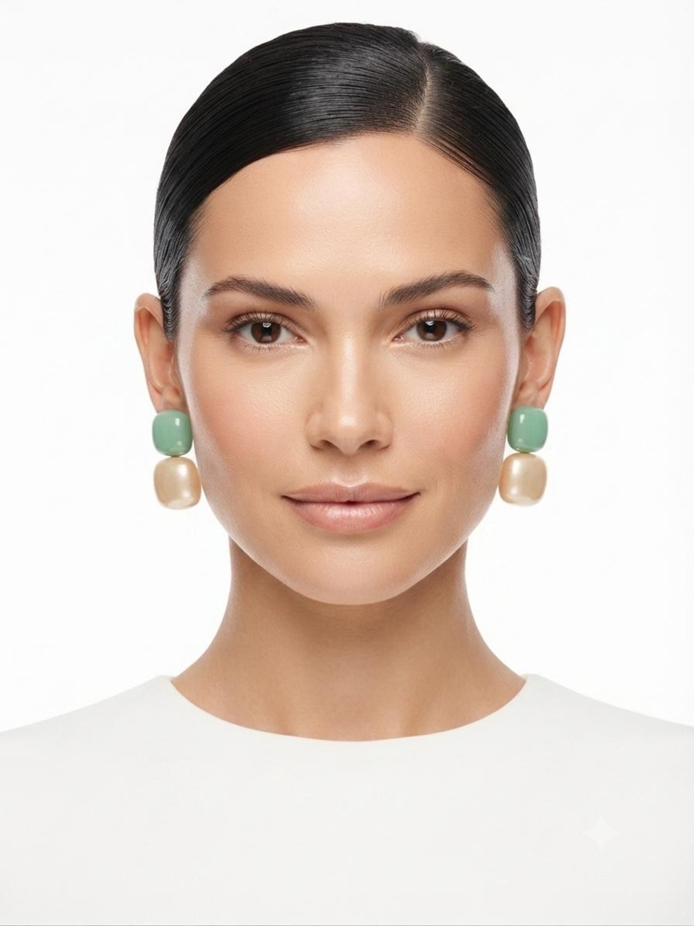 Green and Pearl Drop Earrings - Women Jewelry tow for only 20$